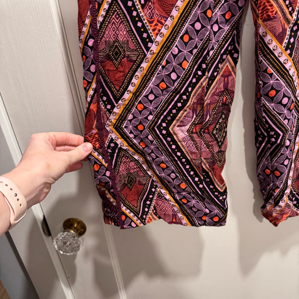 Anthropologie Layla Wide Leg Pull On Pants Size 4 Purple Boho Beachy Summer Crop - Picture 5 of 11